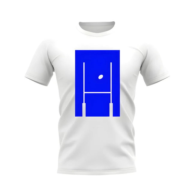Between The Posts Blue Logo Rugby T-Shirt (White)