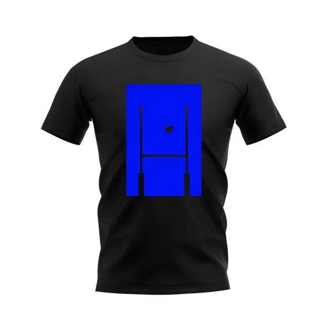 Between The Posts Blue Logo Rugby T-Shirt (Black)