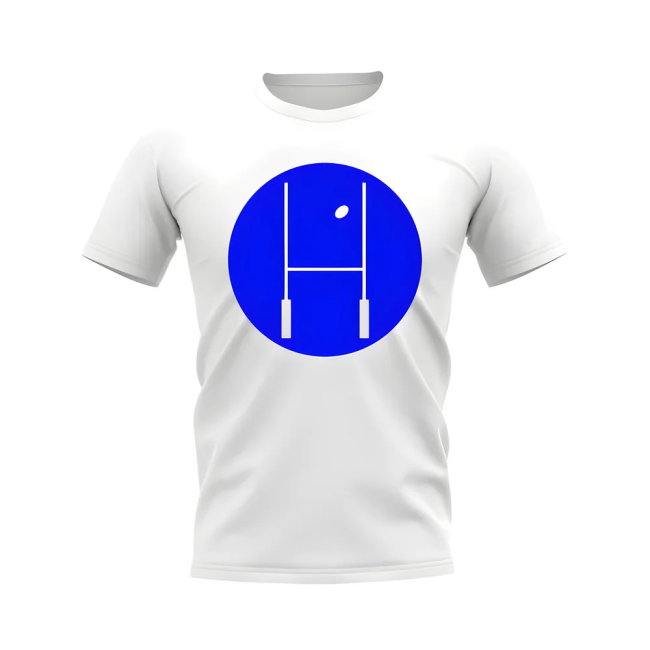 Between The Posts Blue Circle Rugby T-Shirt (White)