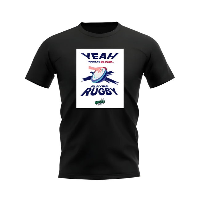 I Donate Blood Rugby T-Shirt (Black/White)