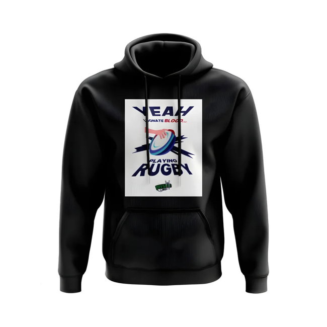 I Donate Blood Rugby Hoody (Black/White)