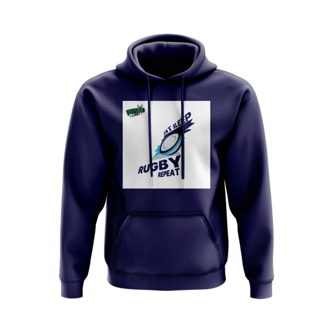 Eat, Sleep, Rugby Repeat Hoody - Version 3 (Navy/White)