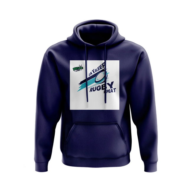 Eat, Sleep, Rugby Repeat Hoody - Version 7 (Navy/White)