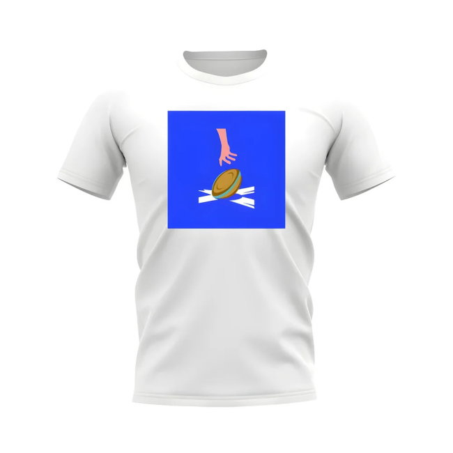 Scotland Rugby Try T-Shirt - Version 1 (White/Blue)