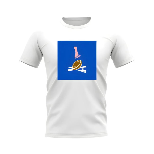 Scotland Rugby Try T-Shirt - Version 2 (White/Blue)
