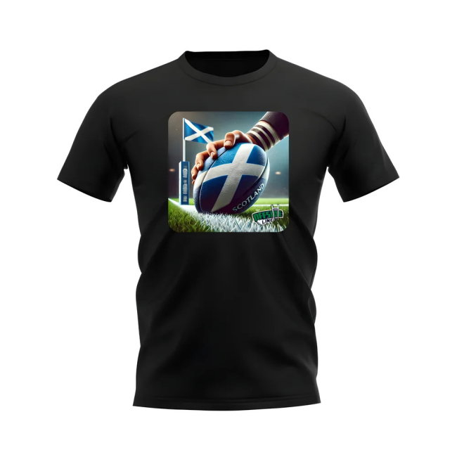 Scotland Rugby Try T-Shirt - Version 3 (Black)