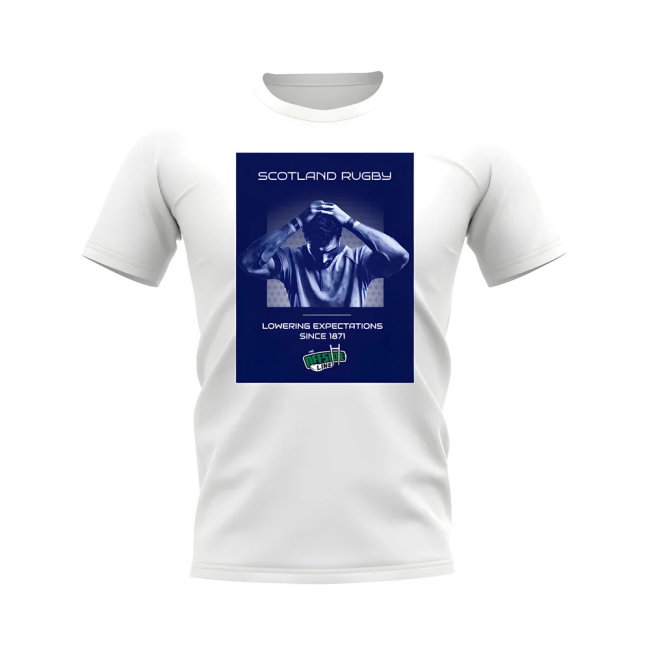 Scotland Expectations T-Shirt - Version 1 (White/Navy)