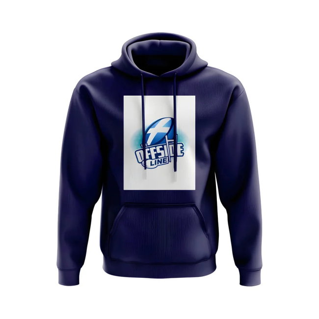 Scotland Offside Line Logo Rugby Hoody - Version 1 (Navy/White)