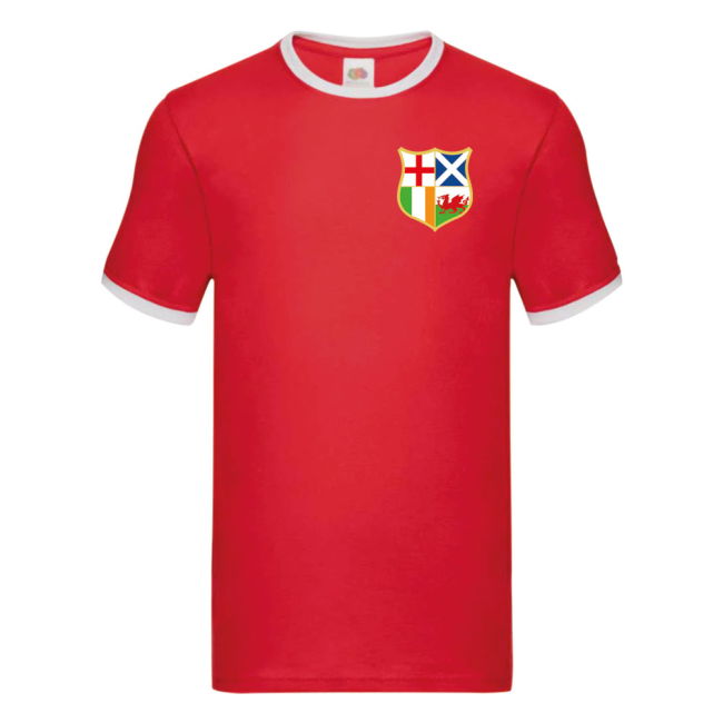 British and Irish Lions Ringer T-Shirt (Red) (Dallaglio 8)