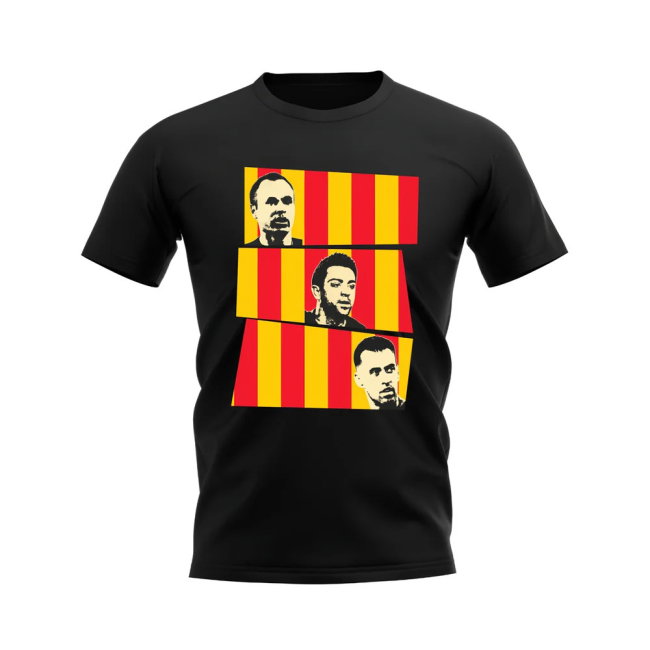 Iniesta Xavi Busquets Spain Trio T-Shirt (Black)