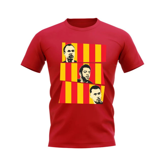 Iniesta Xavi Busquets Spain Trio T-Shirt (Red)