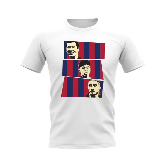 Lewandowski Lamine Yamal Raphinha Barcelona Trio T-Shirt (White)