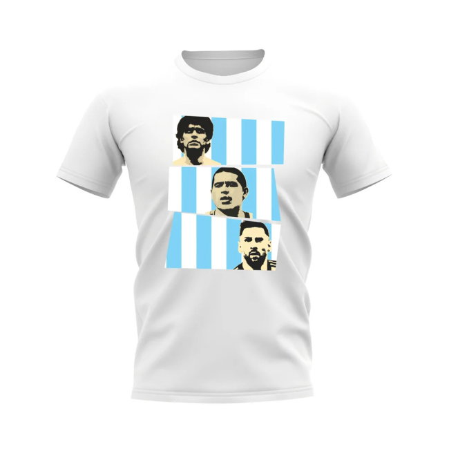 Maradona Riquelme Messi Argentina Trio T-Shirt (White)