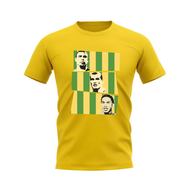 Ronaldo Rivaldo Ronaldinho Brazil Trio T-Shirt (Yellow)