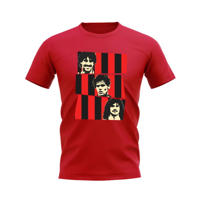 Van Basten Rijkaard Gullit AC Milan Trio T-Shirt (Red)
