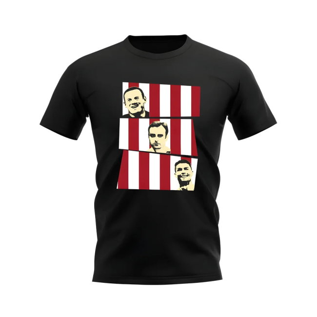 Rooney Berbatov Ronaldo Manchester United Trio T-Shirt (Black)