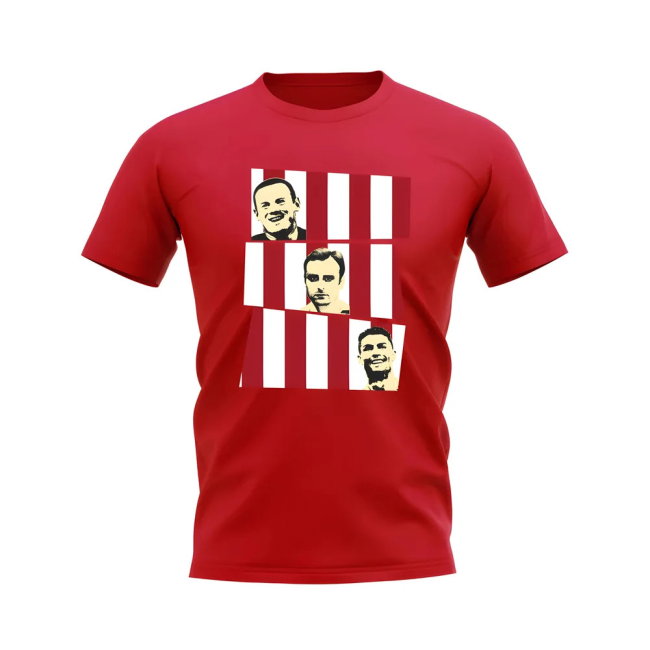 Rooney Berbatov Ronaldo Manchester United Trio T-Shirt (Red)