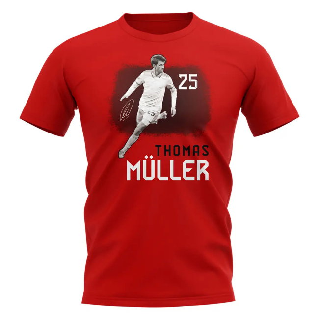 Thomas Muller 25 Bayern Munich Signature T-Shirt (Red)