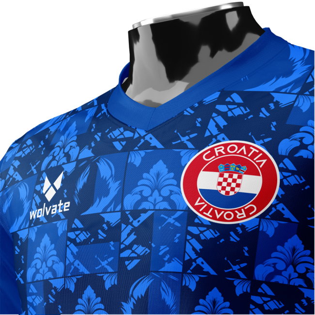 Croatia DNA Blue Concept Football Jersey (Wolvate) Adult Short Sleeve