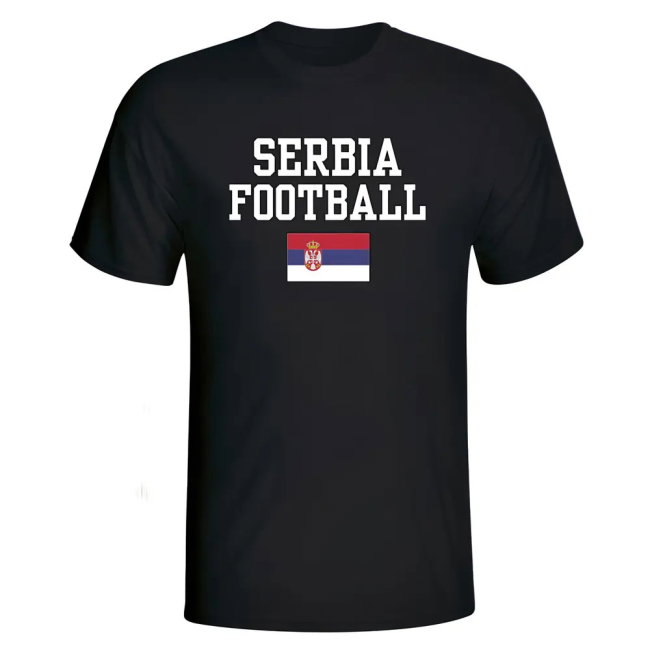 Serbia Football T-Shirt - Black
