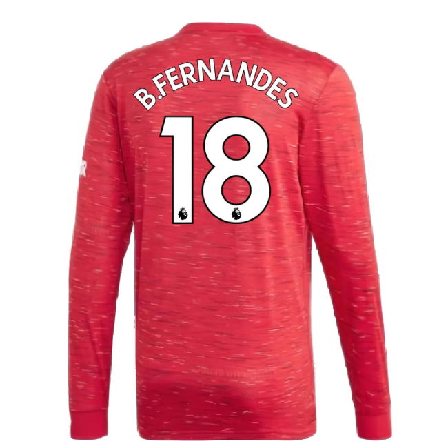 2020-2021 Man Utd Adidas Home Long Sleeve Shirt (B.FERNANDES 18)