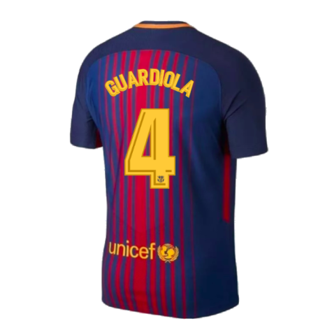 2017-2018 Barcelona Home Match Vapor Shirt (Guardiola 4)