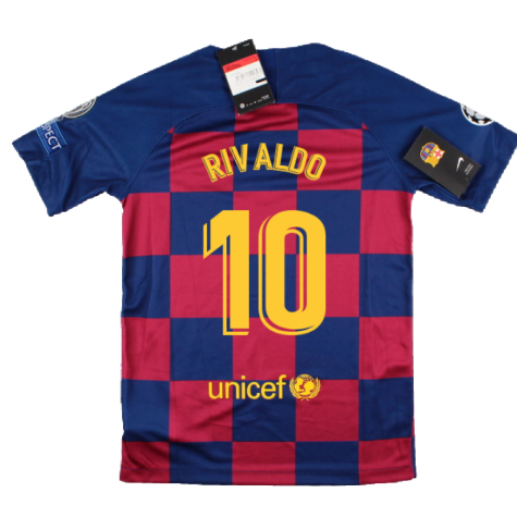 2019-2020 Barcelona CL Home Shirt (Kids) (RIVALDO 10)