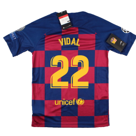2019-2020 Barcelona CL Home Shirt (Kids) (VIDAL 22)
