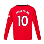 2019-2020 Man Utd Long Sleeve Home Shirt (Kids) (Your Name)
