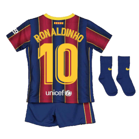 2020-2021 Barcelona Home Nike Baby Kit (RONALDINHO 10)