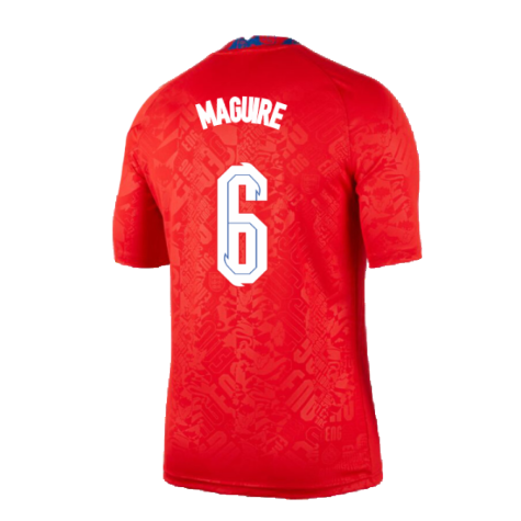 2020-2021 England Pre-Match Training Shirt (Red) (Maguire 6)