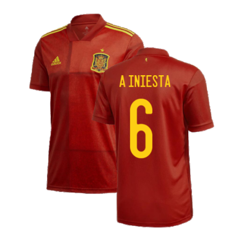 2020-2021 Spain Home Adidas Football Shirt (A INIESTA 6)