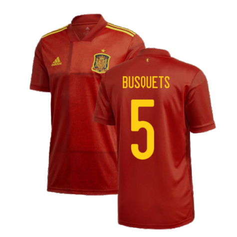 2020-2021 Spain Home Adidas Football Shirt (BUSQUETS 5)