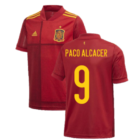 2020-2021 Spain Home Adidas Football Shirt (Kids) (PACO ALCACER 9)