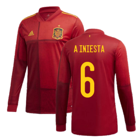 2020-2021 Spain Home Adidas Long Sleeve Shirt (A INIESTA 6)
