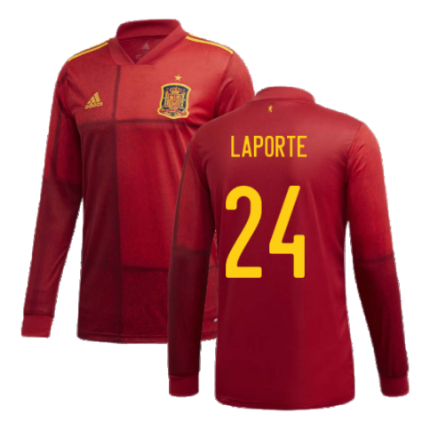 2020-2021 Spain Home Adidas Long Sleeve Shirt (LAPORTE 24)