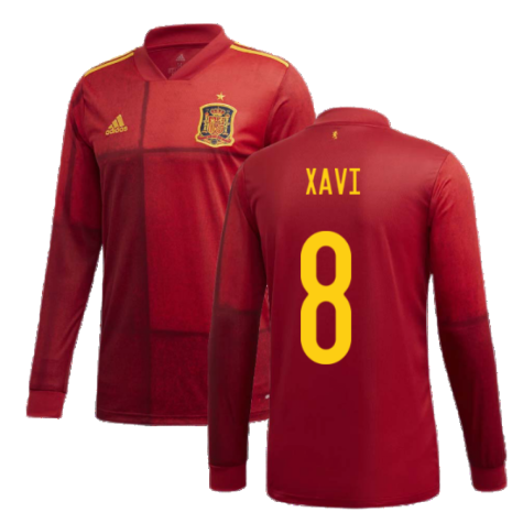 2020-2021 Spain Home Adidas Long Sleeve Shirt (XAVI 8)