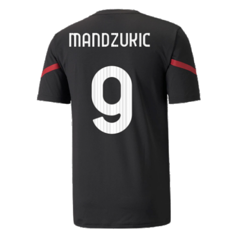 2021-2022 AC Milan Pre-Match Jersey (Black) (MANDZUKIC 9)