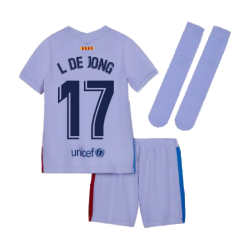 2021-2022 Barcelona Away Mini Kit (Kids) (L DE JONG 17)