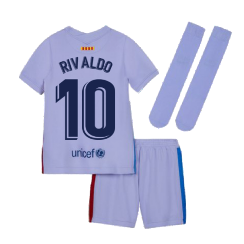 2021-2022 Barcelona Away Mini Kit (Kids) (RIVALDO 10)