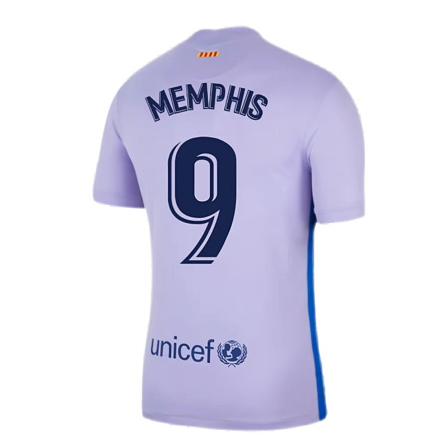 2021-2022 Barcelona Away Shirt (Kids) (MEMPHIS 9)