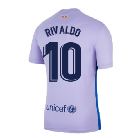 2021-2022 Barcelona Away Shirt (Kids) (RIVALDO 10)