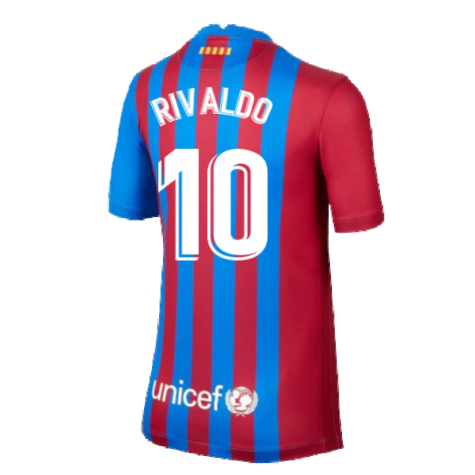 2021-2022 Barcelona Home Shirt (Kids) (RIVALDO 10)