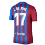 2021-2022 Barcelona Home Shirt (L DE JONG 17)