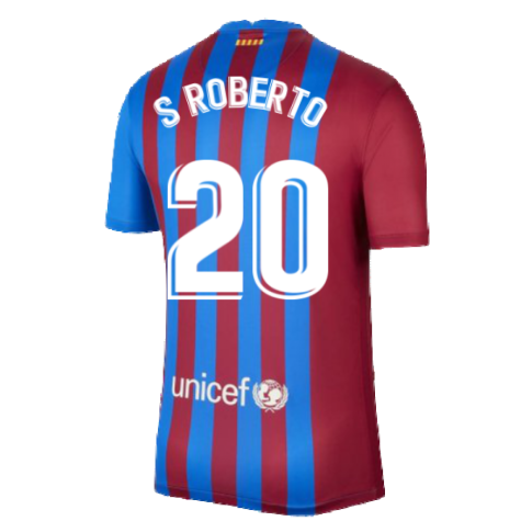 2021-2022 Barcelona Home Shirt (S ROBERTO 20)