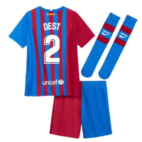 2021-2022 Barcelona Little Boys Home Kit (DEST 2)