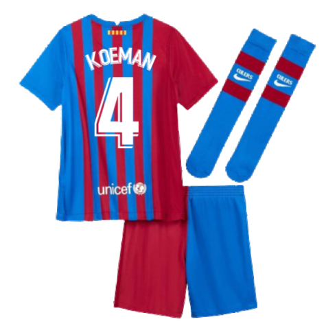 2021-2022 Barcelona Little Boys Home Kit (KOEMAN 4)