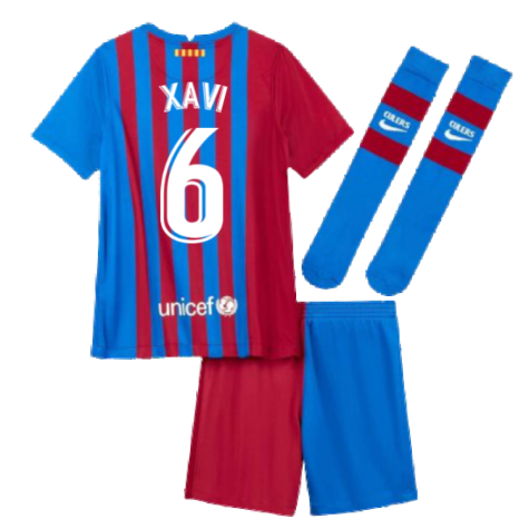 2021-2022 Barcelona Little Boys Home Kit (XAVI 6)