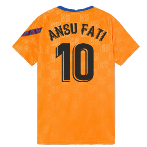 2021-2022 Barcelona Pre-Match Jersey (Orange) (ANSU FATI 10)