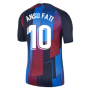 2021-2022 Barcelona Pre-Match Training Shirt (Blue) - Kids (ANSU FATI 10)